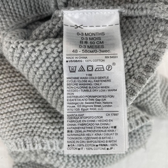 Baby Gap Button Down Sweater with Hood Ears Gray Size 0-3 Months - Picture 2 of 7